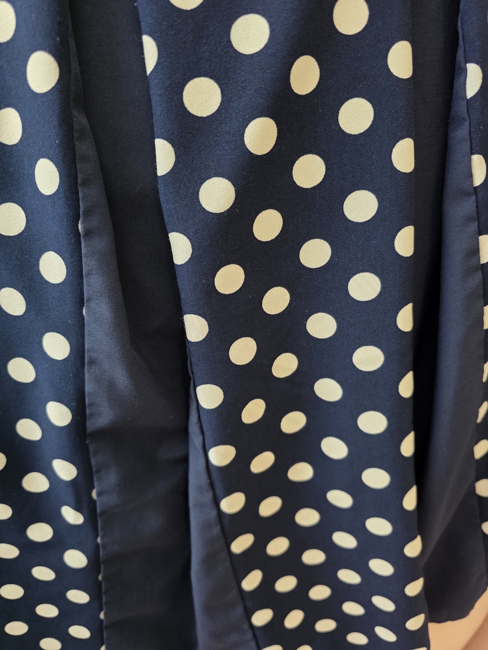 Modcloth Navy and White Polka Dot Pleated Midi Skirt Medium - Picture 2 of 7
